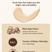 Skinfood Black Sugar Perfect Scrub Foam, 180 g  1 unit Made in korea